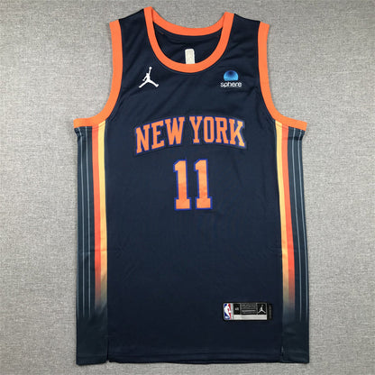 Men's New York Knicks Jalen Brunson #11 Navy Swingman Jerseys - Statement Edition