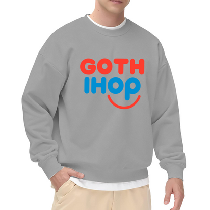 Goth IHOP Funny Parody Graphic Crewneck Sweatshirt, Meme Style Pullover