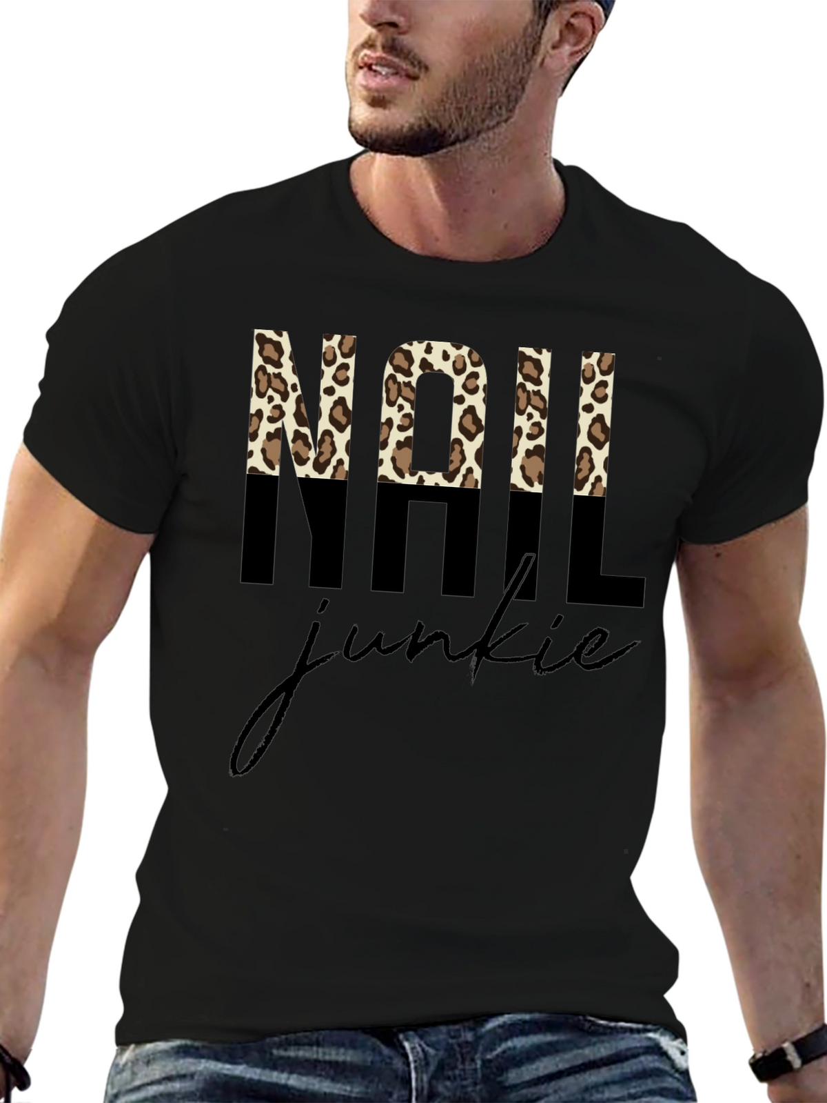 Nail Junkie Leopard Print Graphic Tee