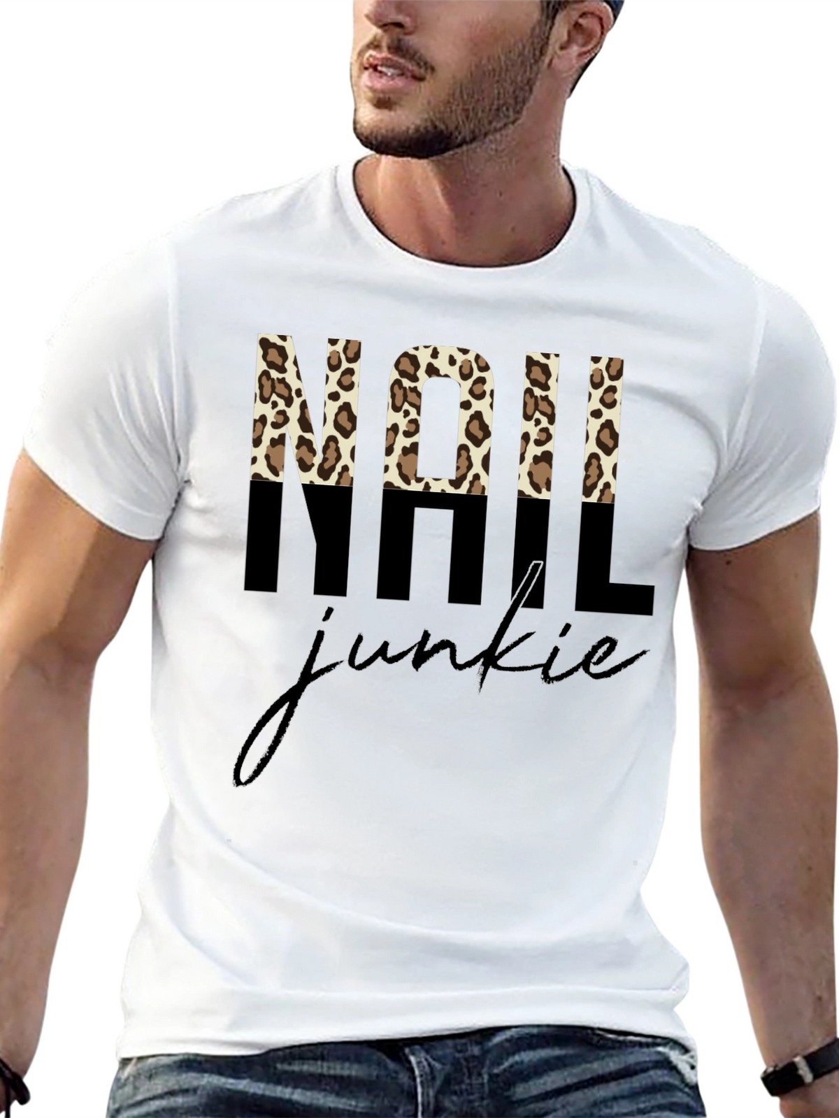 Nail Junkie Leopard Print Graphic Tee