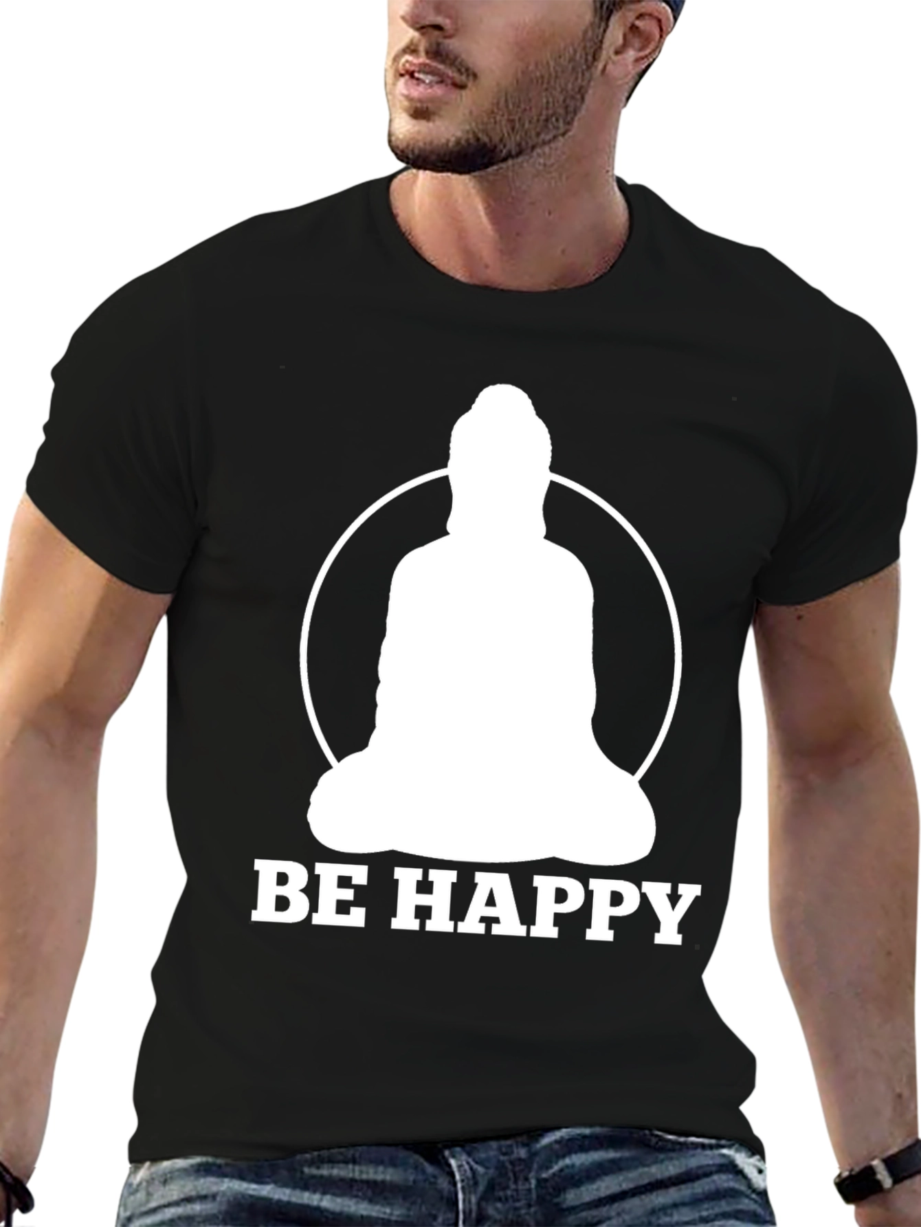 Be Happy Buddha T-Shirt - Inspirational Zen Tee