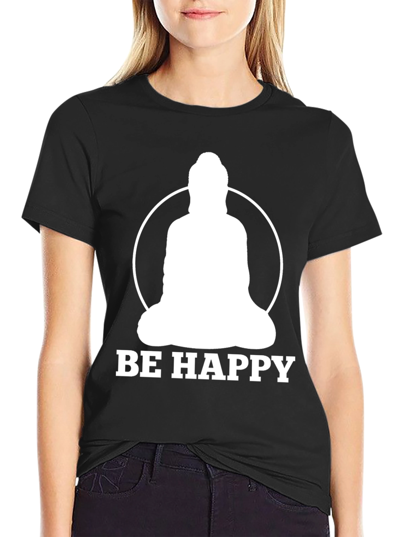 Be Happy Buddha T-Shirt - Inspirational Zen Tee