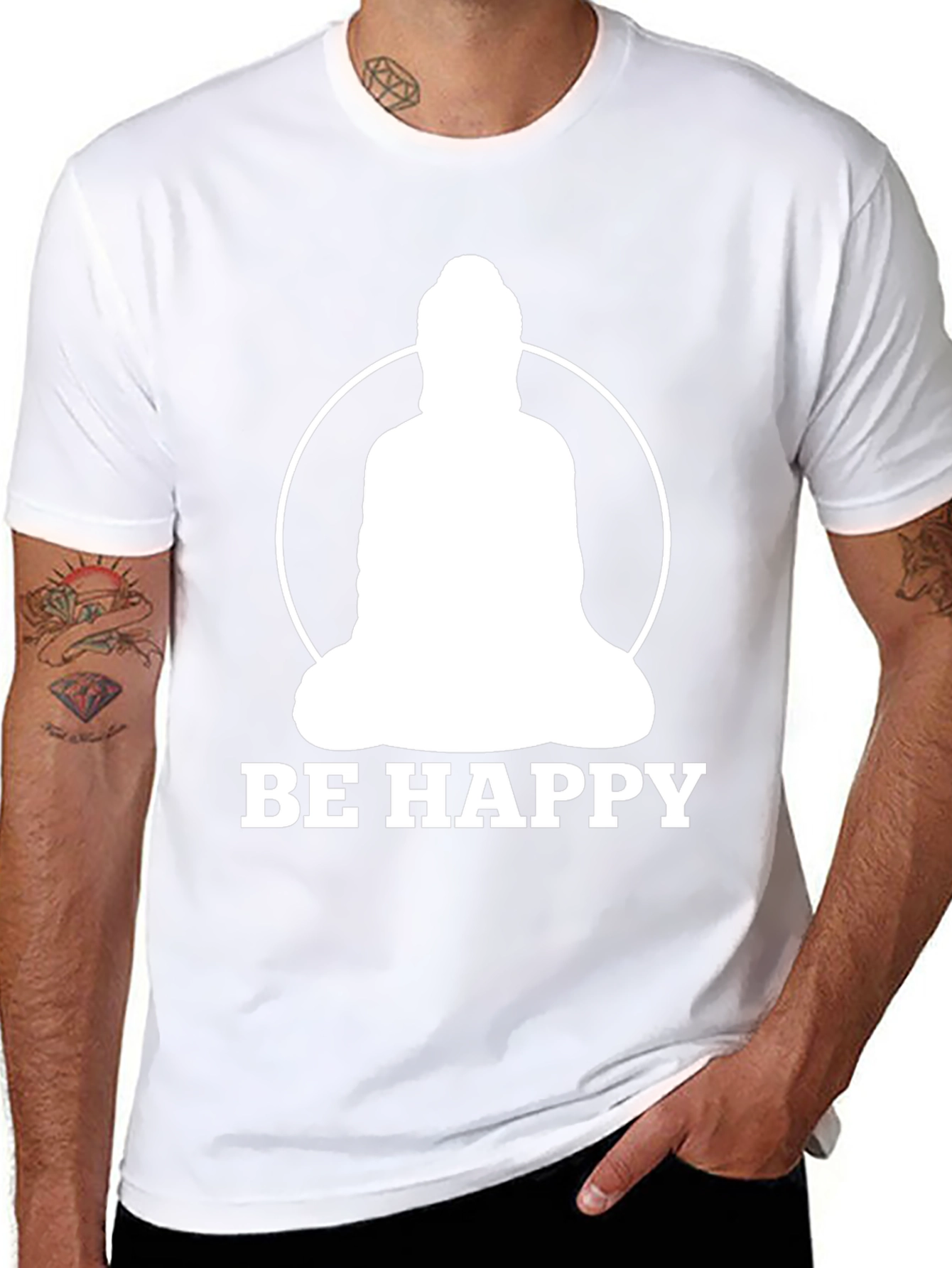 Be Happy Buddha T-Shirt - Inspirational Zen Tee