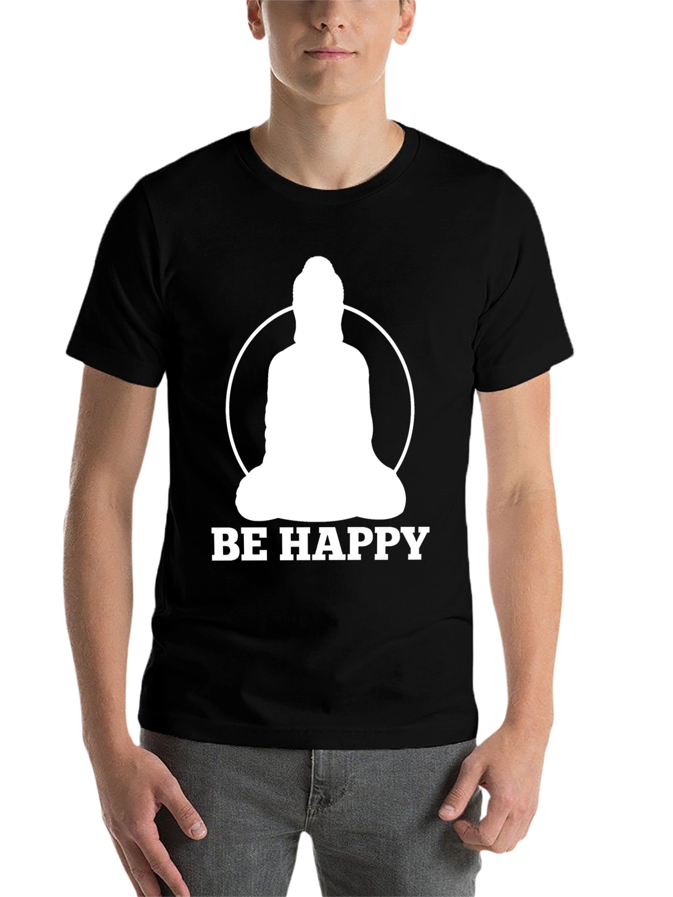 Be Happy Buddha T-Shirt - Inspirational Zen Tee