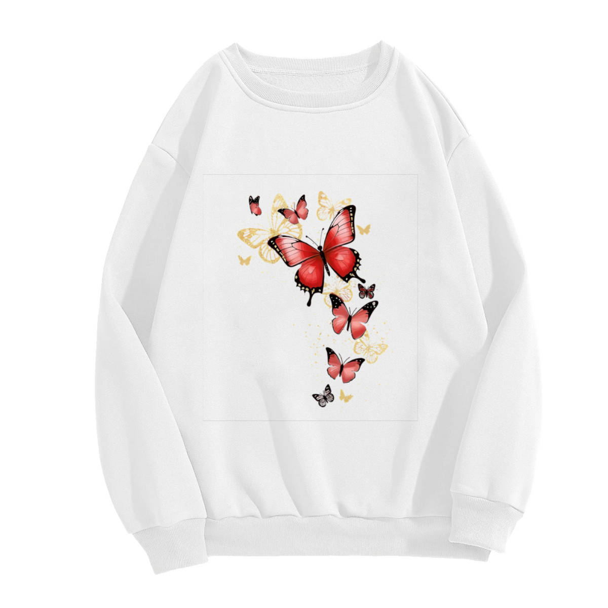 Fresh Green Butterfly & Peony Botanical Crewneck Sweatshirt