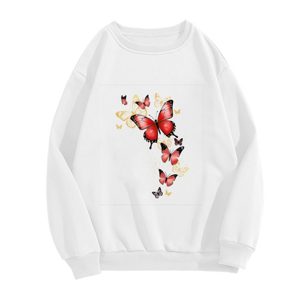 Fresh Green Butterfly & Peony Botanical Crewneck Sweatshirt
