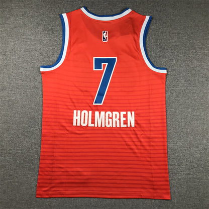 Men's Oklahoma City Thunder Chet Holmgren #7 Orange 2022/23 Swingman Jerseys - Statement Edition