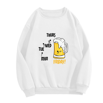 Funny Weekdays To Friday Beer Graphic Crewneck Sweatshirt