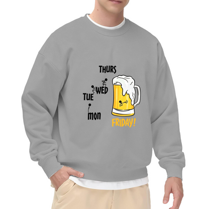 Funny Weekdays To Friday Beer Graphic Crewneck Sweatshirt