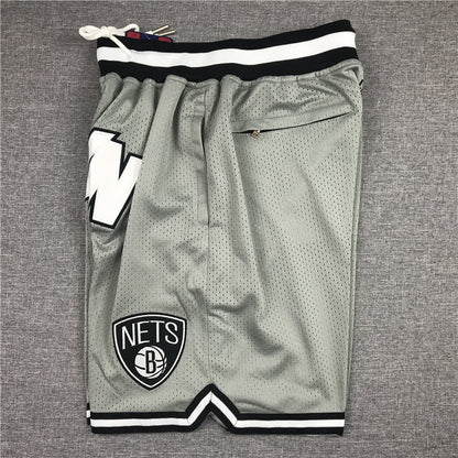 Men's Brooklyn Nets Gray Basketball Retro Shorts1