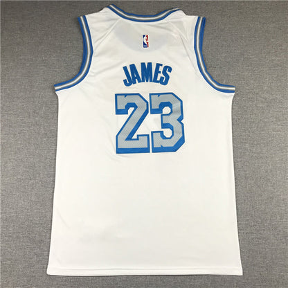 Men's Los Angeles Lakers LeBron James 2020/21 White Swingman Jerseys City Edition