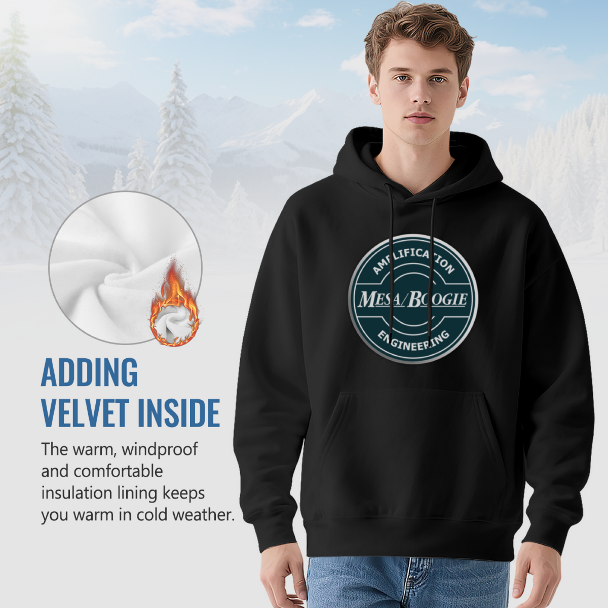 Mesa Boogie Amplification Retro Logo Black Hoodie, Cozy Music Lover Pullover