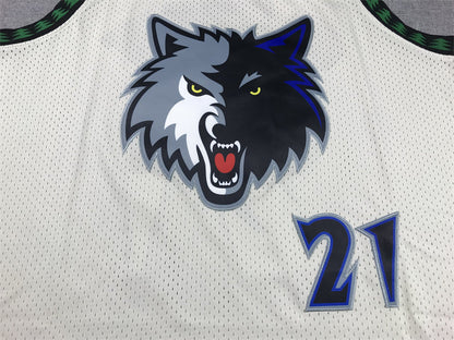 Men's Minnesota Timberwolves Kevin Garnett #21 Cream Hardwood Classics Swingman Jerseys