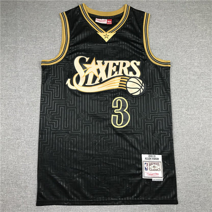 Men's Philadelphia 76ers Allen Iverson Black 2000-01 Hardwood Classics Jerseys
