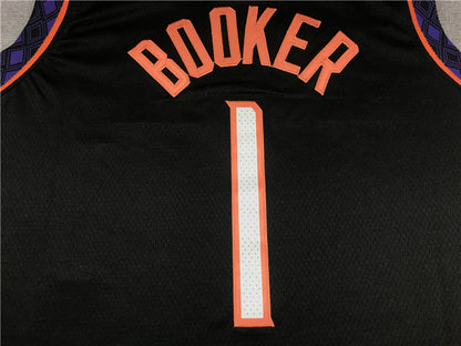 Men's Phoenix Suns Devin Booker #1 Black Replica Jerseys - City Edition
