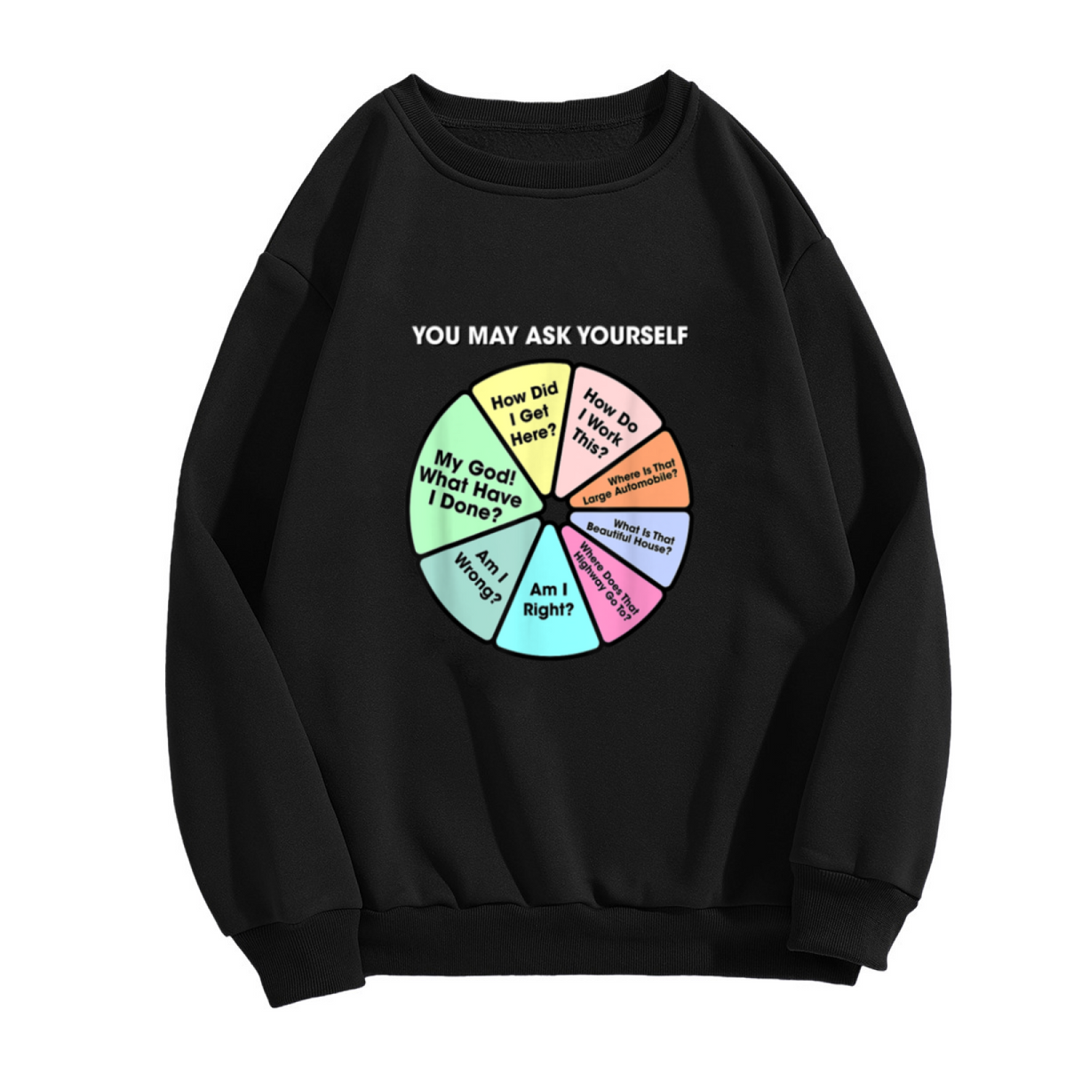 You May Ask Yourself Talking Heads Lyric Pie Chart Crewneck