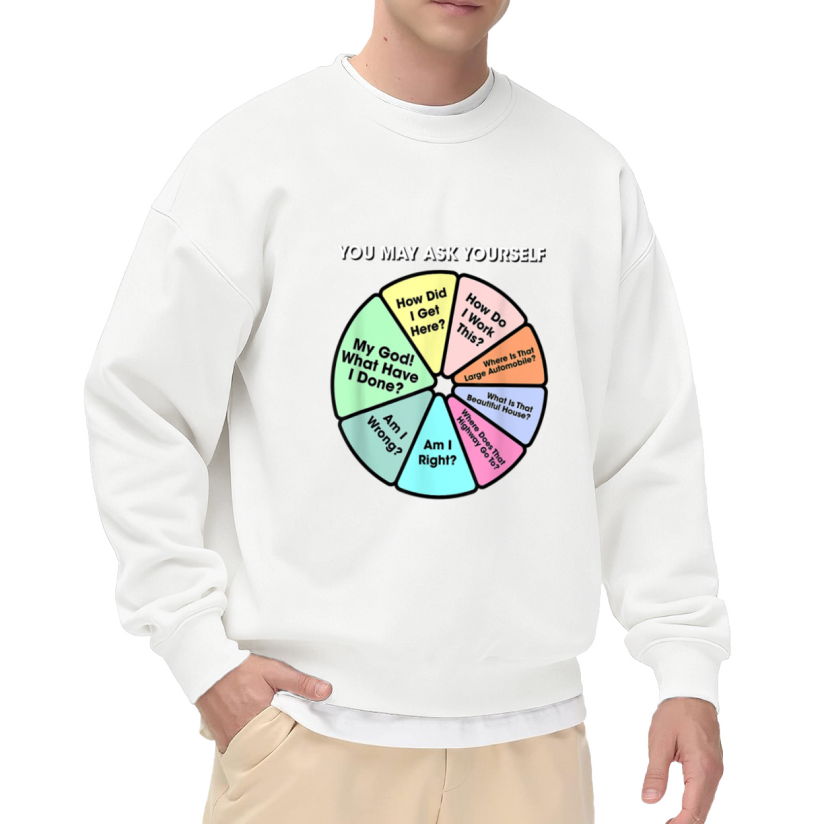 You May Ask Yourself Talking Heads Lyric Pie Chart Crewneck