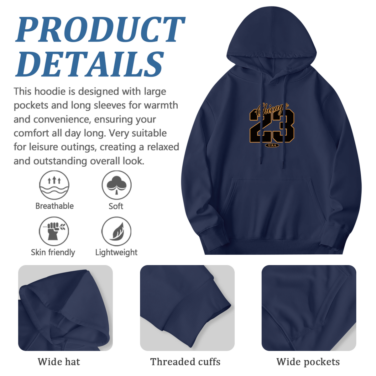 Chicago 23 Number Retro Sport Style Hoodie