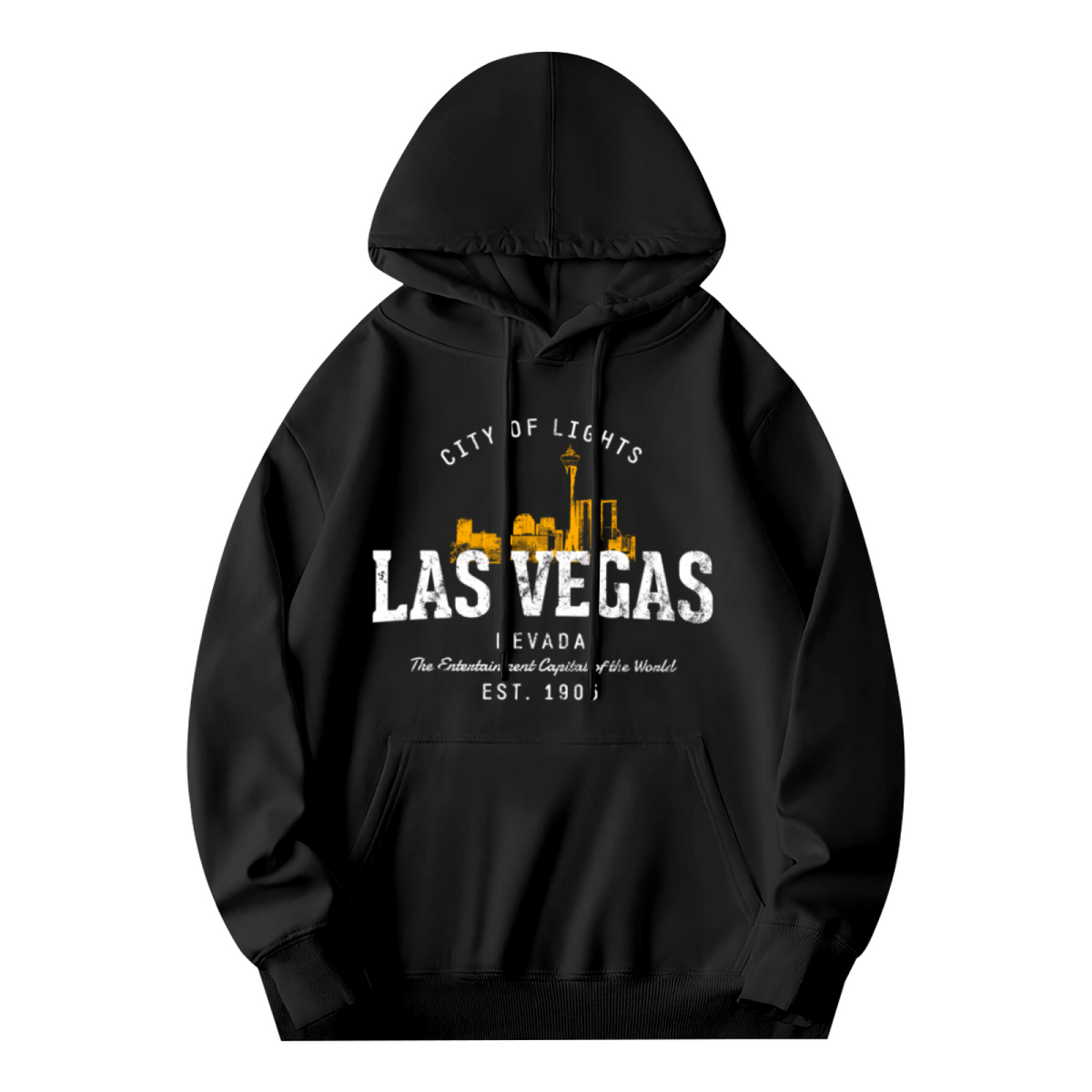 Vintage Las Vegas Cityscape Black Hoodie