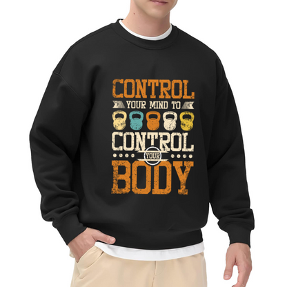Vintage Control Your Mind Kettlebell Gym Fitness Crewneck Sweatshirt