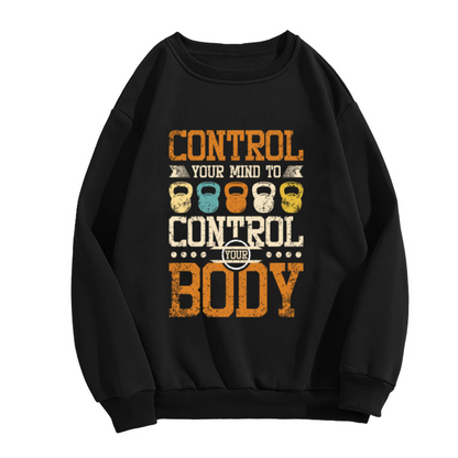 Vintage Control Your Mind Kettlebell Gym Fitness Crewneck Sweatshirt