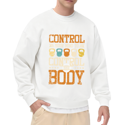 Vintage Control Your Mind Kettlebell Gym Fitness Crewneck Sweatshirt