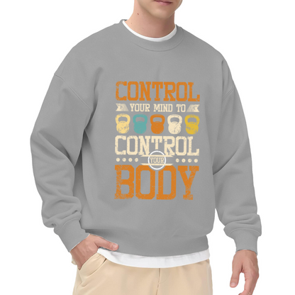 Vintage Control Your Mind Kettlebell Gym Fitness Crewneck Sweatshirt