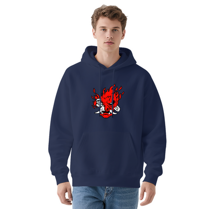 Fiery Oni Demon Mask Graphic Hoodie