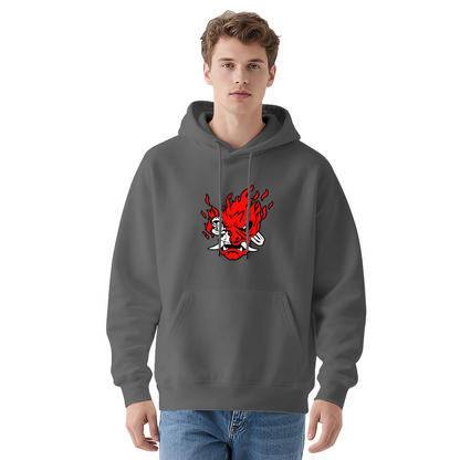 Fiery Oni Demon Mask Graphic Hoodie