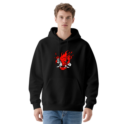 Fiery Oni Demon Mask Graphic Hoodie