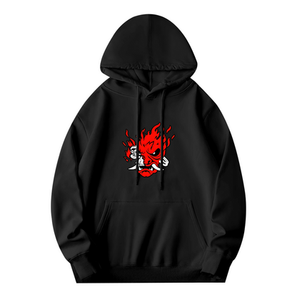 Fiery Oni Demon Mask Graphic Hoodie
