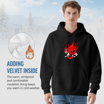 Fiery Oni Demon Mask Graphic Hoodie