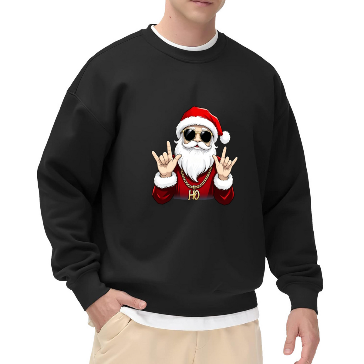 Hip Hop Cool Santa Claus Christmas Crewneck Sweatshirt