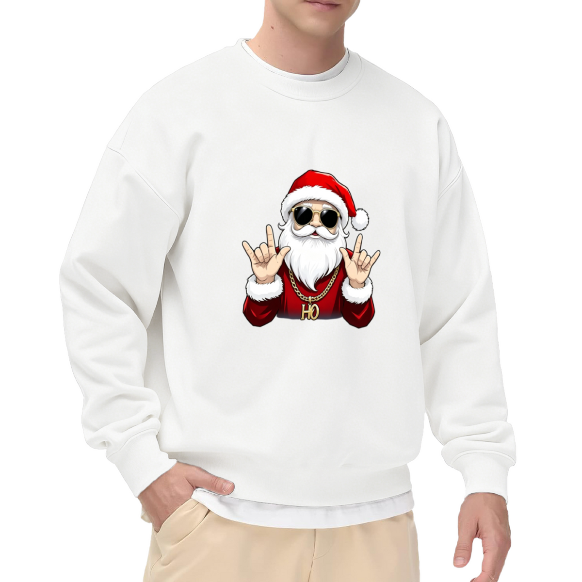 Hip Hop Cool Santa Claus Christmas Crewneck Sweatshirt