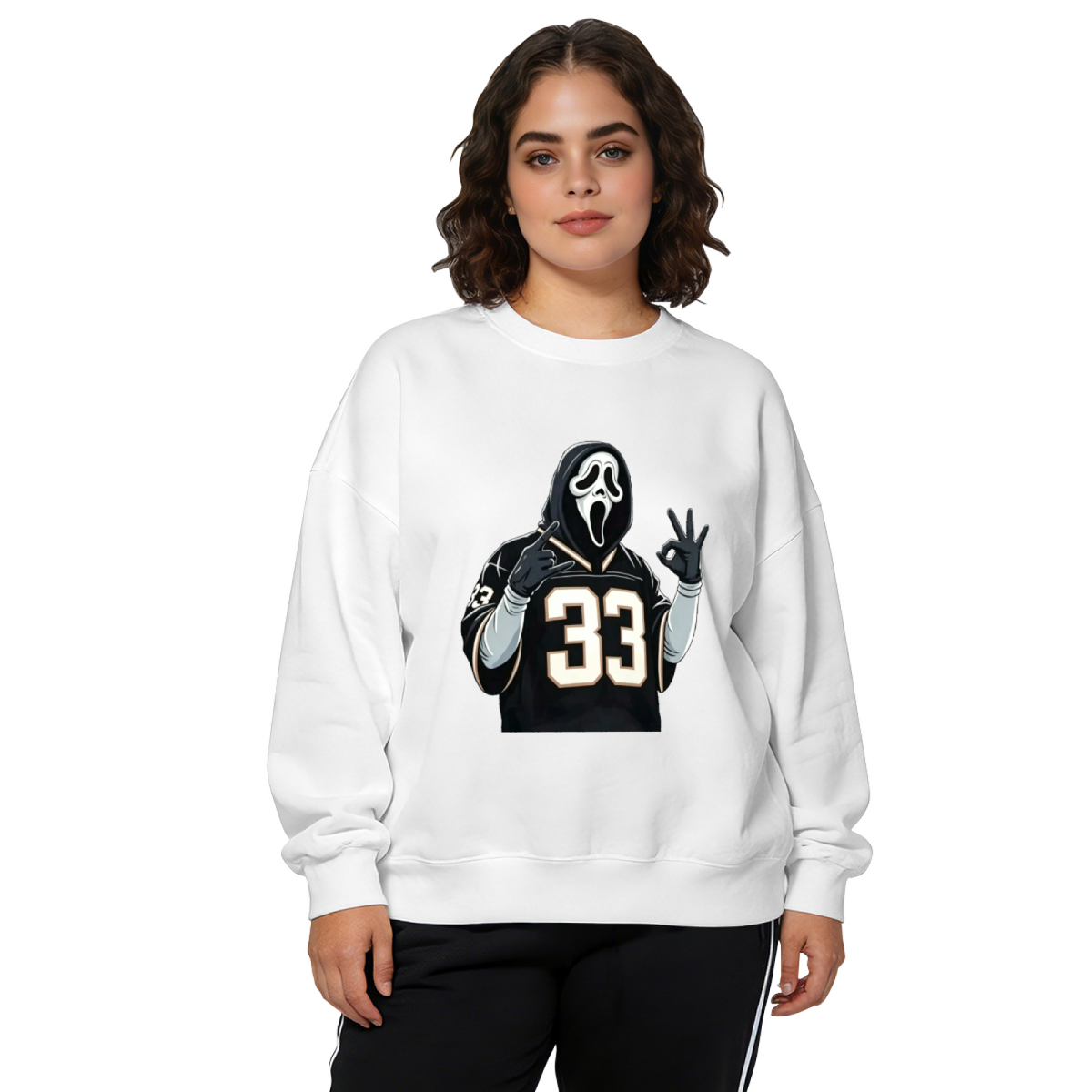 Scream Ghostface 33 Jersey Halloween Vibe Crewneck Sweatshirt