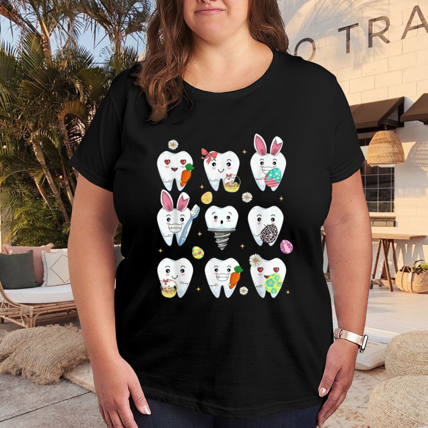 Hoppy Easter Cute Dental Teeth Graphic Tee