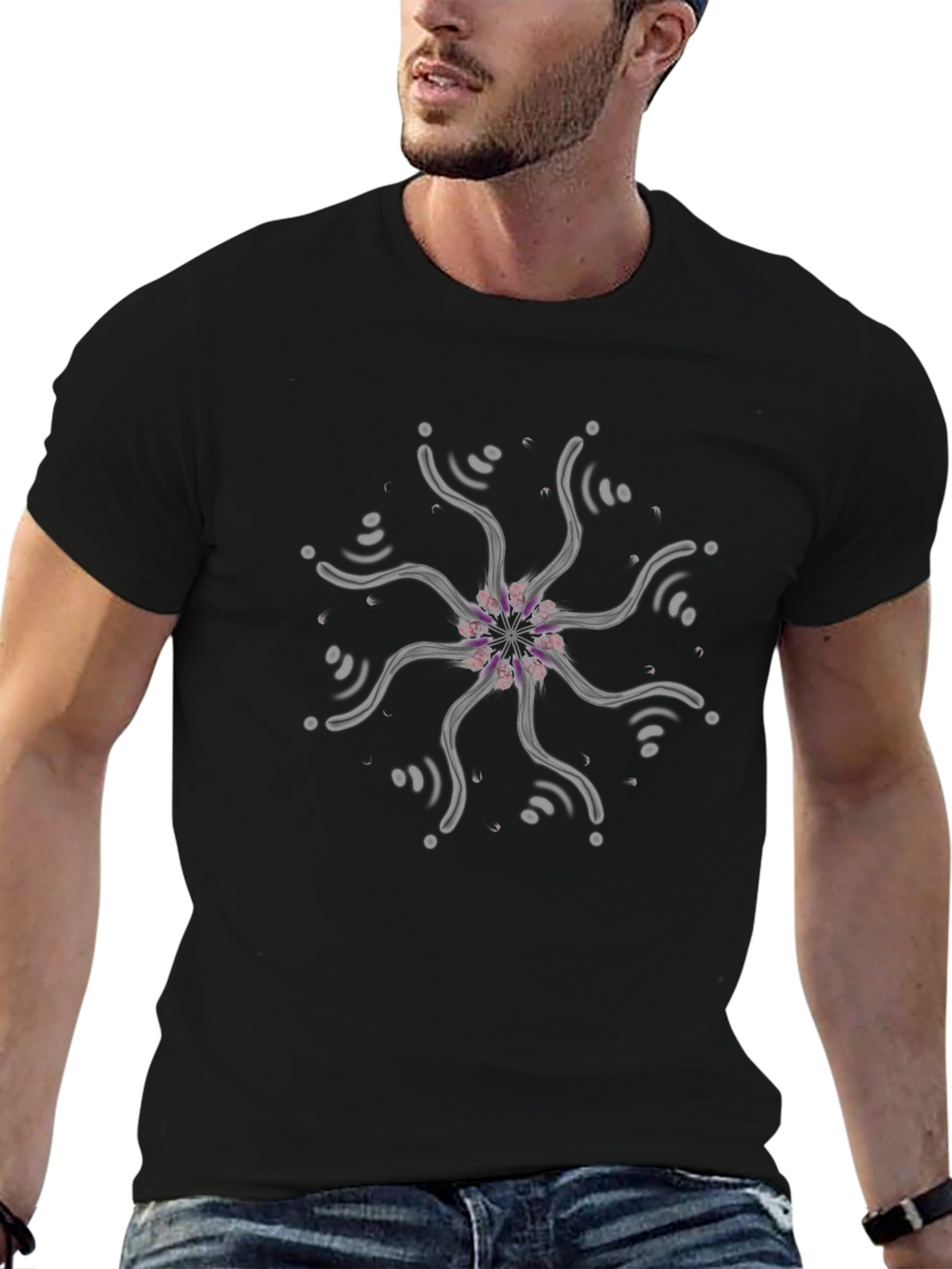 Abstract Graphic Print Black T-Shirt