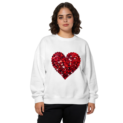 Sparkling Glitter?Effect Red Heart Love Crewneck Sweatshirt