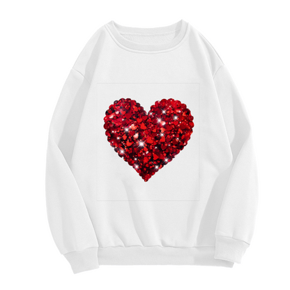 Sparkling Glitter?Effect Red Heart Love Crewneck Sweatshirt