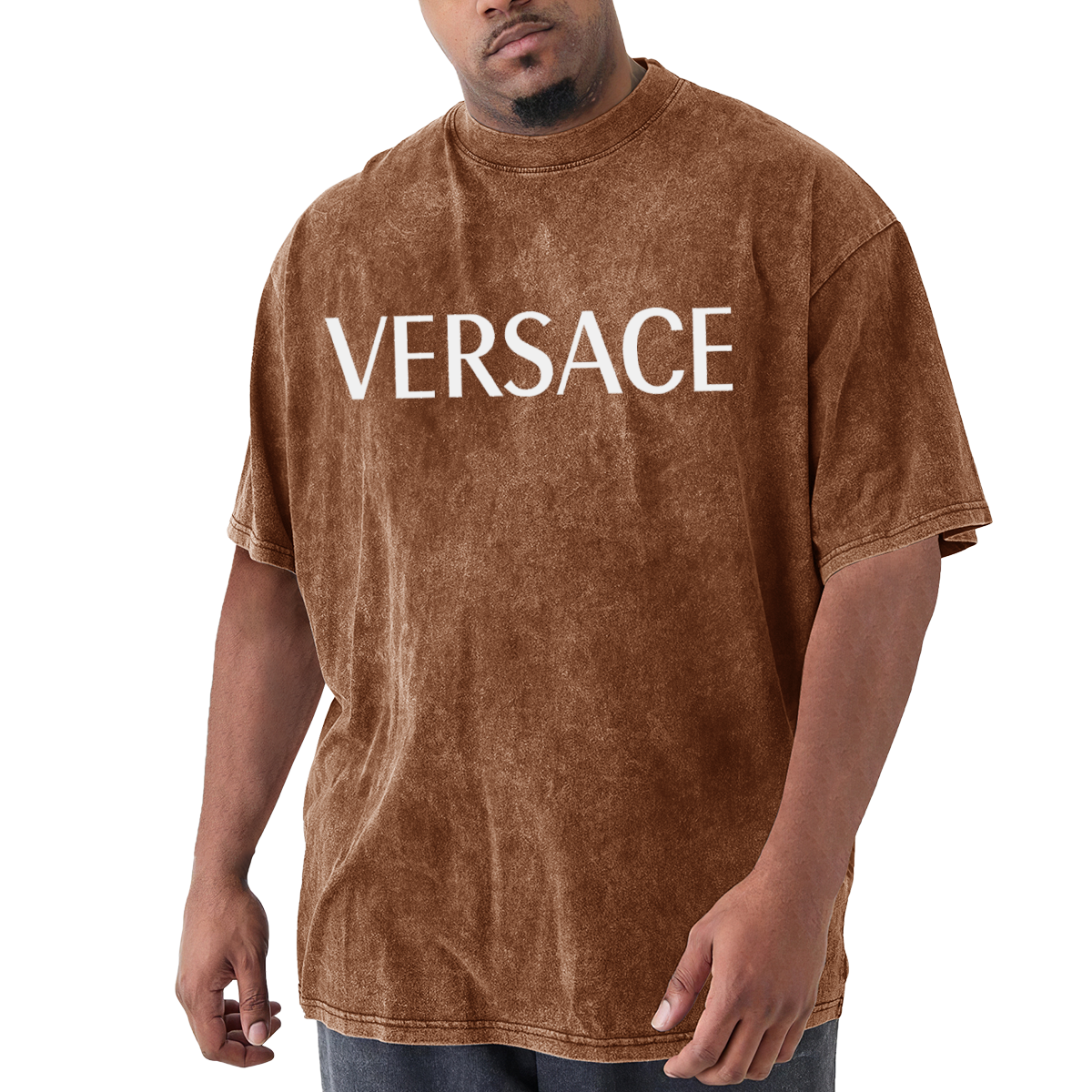 VERSACE Classic White Logo Vintage Washed T-Shirt