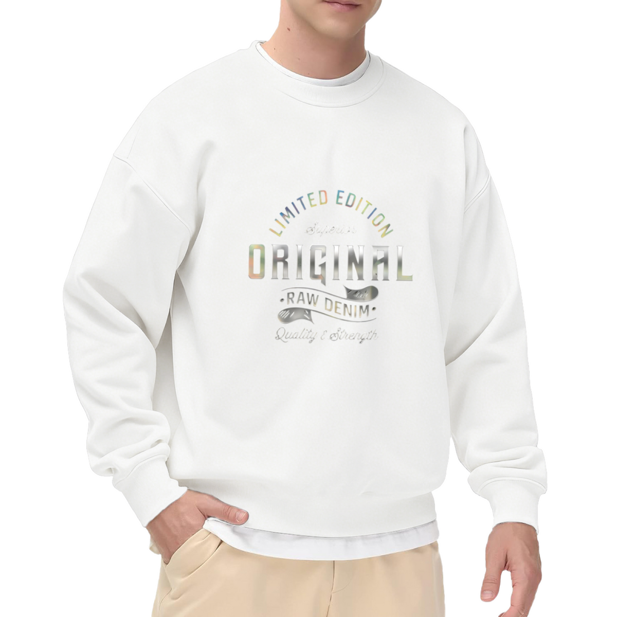 Limited Edition Original Raw Denim Vintage Print Crew Sweatshirt