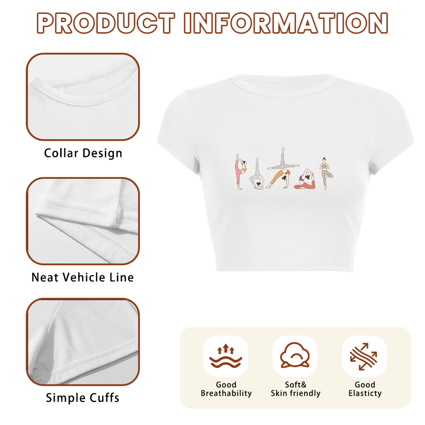 Minimal Yoga Girl Line Art Fitness Casual Crop Top