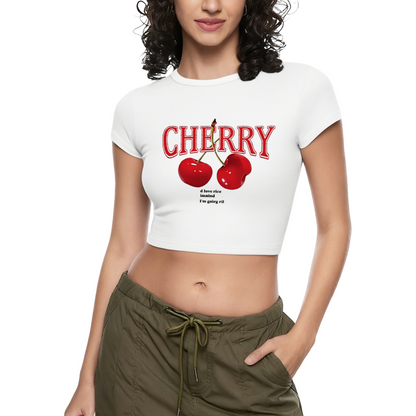 Retro Red Cherry Letter Y2K Aesthetic Black Crop Tee