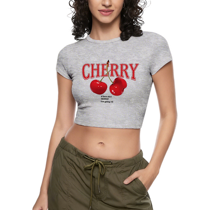 Retro Red Cherry Letter Y2K Aesthetic Black Crop Tee