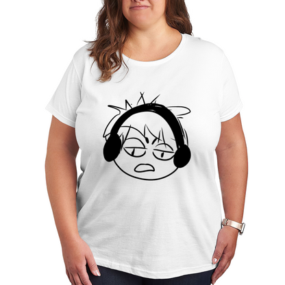 Grumpy Anime Boy With Headphones Meme T-Shirt