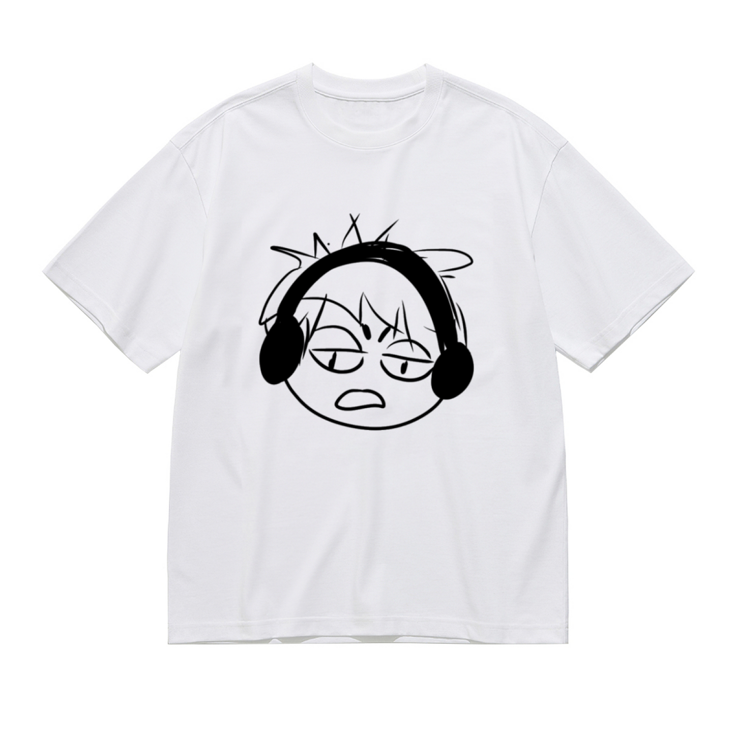 Grumpy Anime Boy With Headphones Meme T-Shirt