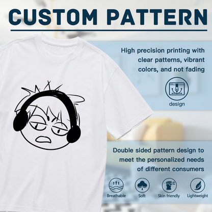 Grumpy Anime Boy With Headphones Meme T-Shirt