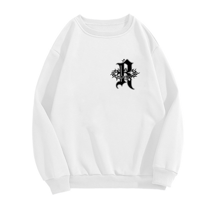 Thorn Wrapped Gothic R Letter Chest Crewneck Sweatshirt
