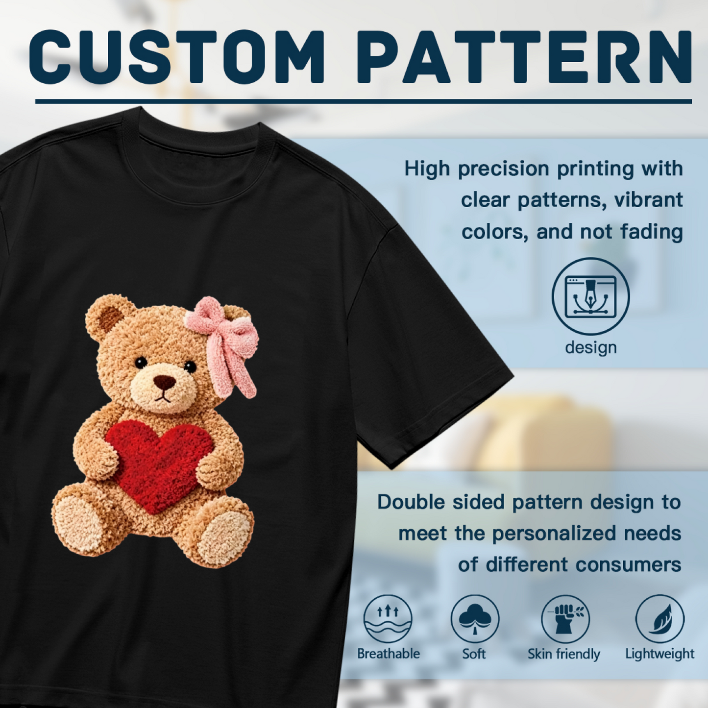 Fluffy Teddy Bear Holding Red Heart Coquette Tee