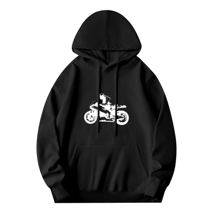 Motorcycle Rider Silhouette Graphic Pullover Hoodie
